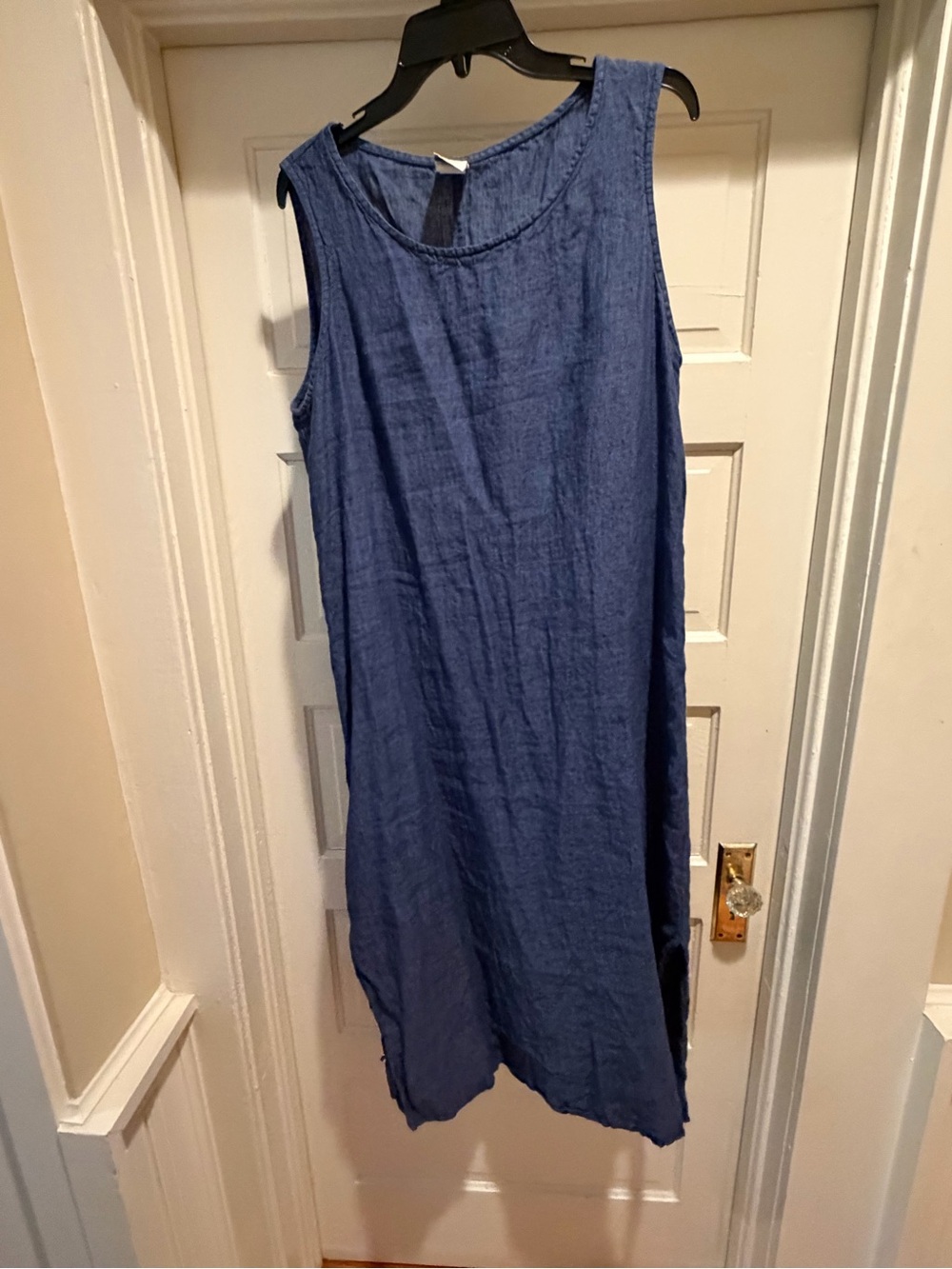 Match Point Sleeveless Denim-Look Dress in Deep Blue